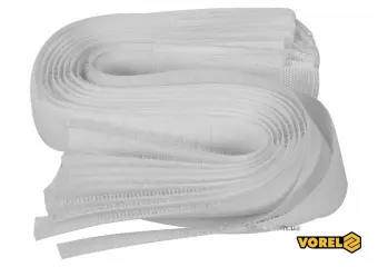 VOREL Хомут-липучка для кабеля : 25 x 300 мм, сірий, нейлон + поліестер + поліуретан, 10 шт  | 73843