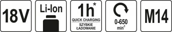 YATO Міксер акумуляторний YATO : Li-Ion 18 В, кріплення М14. 650 об/хв,(БЕЗ АКУМУЛЯТОРА)  | YT-82881