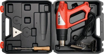 YATO Фен технічний мережевий YATO : P= 2000 Вт, 2 t°.реж: 350°/550°C, потік 500 л/хв+ 6 аксесуари  |