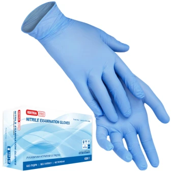Рукавички нітрилові оглядові нестерильні КВІТКА PRO (L / 9", 100 шт.)