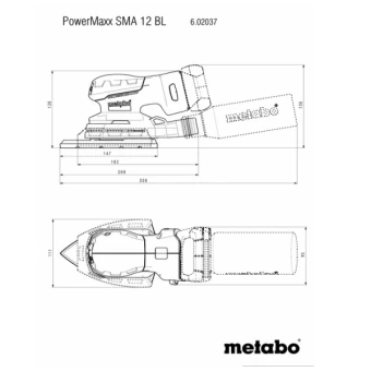 Акумуляторна трикутна вібраційна шліфмашина Metabo PowerMaxx SMA 12 BL (18 В, без АКБ) (602037850)