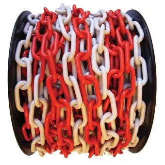 Цепь пластмассовая красно белая 10mm бухта 12,5 мп