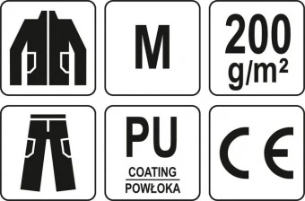 YATO Костюм з капюшоном водонепроникний YATO,розм.M,100%поліестр покритий PU,3 кишені,з вент.отворам