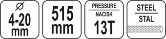 YATO Ножиці до дроту YATO гідравлічні : L= 515 мм, Ø= 4-20 мм  | YT-22872