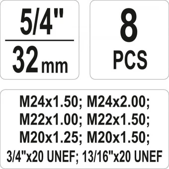 YATO Набір для ремонту різьби YATO : 5/4" (32 мм), 8 шт.  | YT-17695