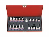 KING TONY Набор TORX с отверстием и головки звездочки 20ед 3/8" и 1/2" (T10-T55, E6-E20) | 7120PR01