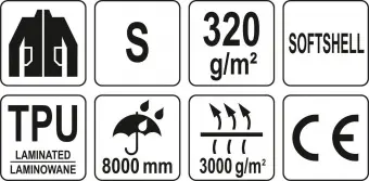 YATO Куртка робоча SOFTSHELL YATO розмір S, чорно-темно-сіра, 3 кишені, 96% поліестер і 4% спандекс 