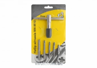 VIROK Набір мітчиків М4-М10 6 шт + вороток. сталь 9ХС кпл. 7 од. | 14V002