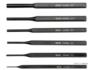 YATO Пробійники слюсарні YATO : Ø=1.5; 3; 4; 5; 6; 8 мм, l=150 мм, Набір. 6 шт.  | YT-47121