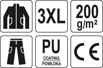 YATO Костюм з капюшоном водонепроникний YATO,розм.XXXL,100%поліестр покритий PU,3 кишені,з вент.отво