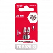 MILWAUKEE Біта SHOCKWAVE , TX BO20, 25мм, (2шт) | 4932471582