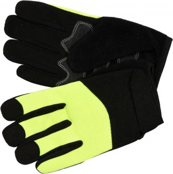 YATO Рукавиці робочі чорно-жовті зміцнені YATO для сенс. екранів, штучна шкіра +бавовн трикотаж,розм