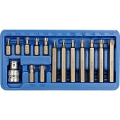 VOREL Насадки викруткові : адаптер квадрат 1/2", "TORX" T20-T55, 30 -75 мм, CrV. Набір 15 шт.  | 665