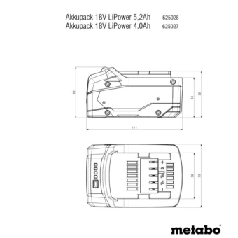 Акумулятор Metabo Li-Power (18 В, 5.2 А*год, Li-Ion) (625028000)