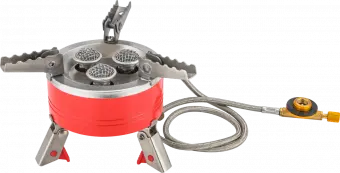 VIROK Плита газова туристична 3 комфорки+шланг з різьбовим (7/16) з'єднанням | 44V200