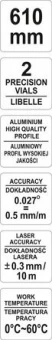 YATO Рівень електронний YATO: L= 610мм. 2 капсули, лазерний промінь, дисплей (3mm/10m), алюмінієвий 