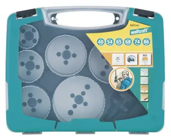 Wolfcraft набор кольцевых пил "электричество" Ø 40, 54, 65, 68, 74, 86 // 5423000