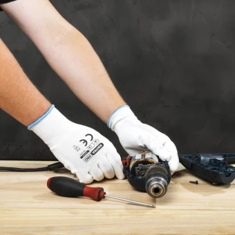 Стрейчеві рукавиці з поліуретановим покриттям КВІТКА PRO Sensitive (8"/ M) (110-1217-08-IND)