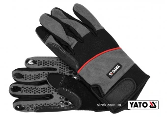 YATO Рукавиці робочі з застібкою-липучкою YATO : штучна шкіра + синтетична тканина, розмір 10  | YT-
