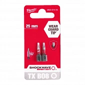 MILWAUKEE Біта SHOCKWAVE , TX BO8, 25мм, (2шт) | 4932471578
