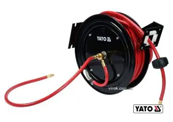 YATO Шланг пневматичний ПВХ на бобіні YATO з швидкоз'єдн. наконеч-ми 1/4" Ø=9.5мм, тиск- 20Bar, l=15