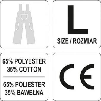 YATO Напівкомбінезон робочий DAN, розм. L; 65%- поліестер, 35%- бавовна  | YT-80292