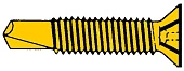 Шуруп желтый со сверлом по металлу с метрической резьбой c насечками 4,0х25