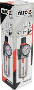 YATO Фільтр пневматичний з редуктором і манометром YATO : 1/2", max. P= 0.93 MPa  | YT-2383