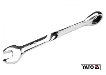 YATO Ключ ріжково-накидний, кручений 90° з тріщаткою YATO : М= 15 x 201 мм, HRC 40-45, Cr-V  | YT-01