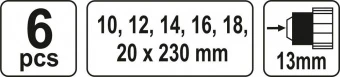 YATO Свердла спіральні по дереву YATO : Ø= 10-20 мм, L= 230 мм. Набір 6 шт.  | YT-3298