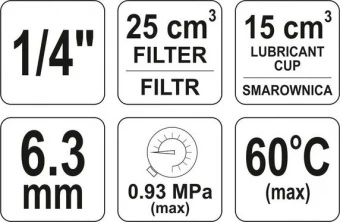 YATO Фільтр+редуктор.+змаз. приладів YATO Набір 1/4" 25см3  | YT-2384