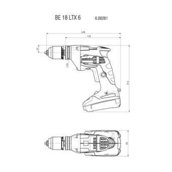 Акумуляторний безударний дриль Metabo BE 18 LTX 6 (18 В, без АКБ) (600261890)