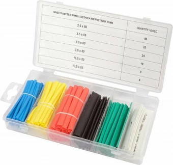 YATO Кембрики термоусадні до t=125°C YATO : різних розмірів, 128 шт кольорових  | YT-068668