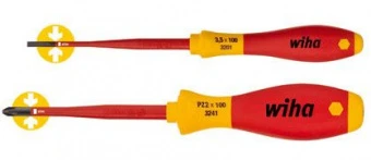 Wiha W36332 Набор отверток SoftFinish диэлектрические SlimFix 2 предмета (SL 3,5 x100, PZ 2x100) CrV