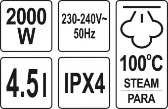 YATO Паровий апарат для здирання шпалер мережевий YATO : 2 кВт, ємність- 4.5 л, макс. t= 100°С  | YT