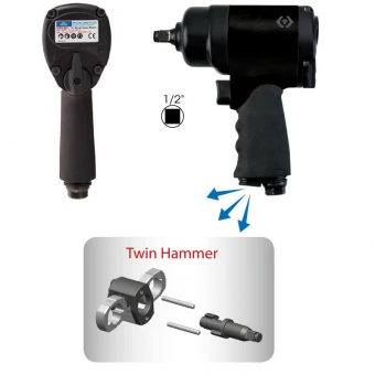 KING TONY Пневматический гайковерт 1/2" 880 Нм, двойной молоток. Вес 2.1 кг | 33433-065