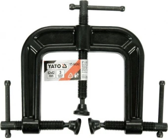 YATO Струбцина з 3 гвинтовими затискачами YATO, тип "С", 62х 62 мм  | YT-64242