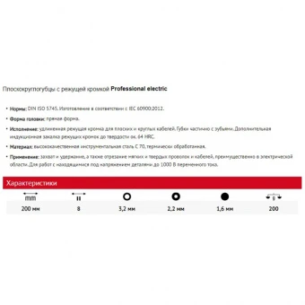 WIHA 26727 Плоскокруглогубцы Professional electric (для телефонного кабеля), Z 05 0 06 - 200 мм