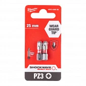 MILWAUKEE Біта SHOCKWAVE , PZ3, 25мм, (2шт) | 4932430868