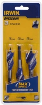 IRWIN Набор свёрл по дереву Blue Groove 6X, 3шт.коротких : /16/20/25 мм, | IW4041003