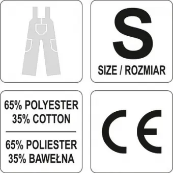 YATO Напівкомбінезон робочий DAN, розм. S; 65%- поліестер, 35%- бавовна  | YT-80290