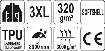 YATO Куртка робоча SOFTSHELL YATO розмір XXXL чорно-темно-сіра, 3 кишені, 96% поліестер, 4% спандекс