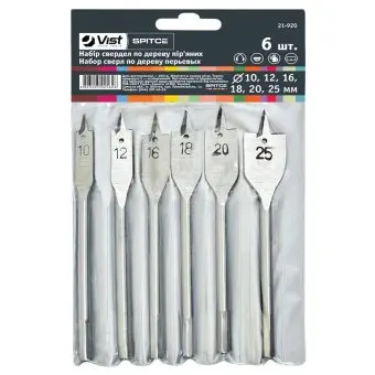 Набір свердел по дереву піряних, 6шт (10-25мм) Spitce | 21-920