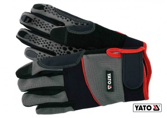 YATO Рукавиці робочі з застібкою-липучкою YATO : штучна шкіра + синтетична тканина, розмір 8  | YT-7