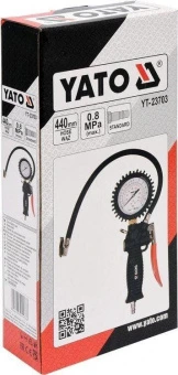 YATO Пістолет для накачування шин YATO з манометром P ≤ 0.8 MPa, Ø= 1/4", шланг l= 440 мм  | YT-2370