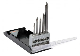 STHOR Набір свердл по склу і кераміці : Ø= 4, 5, 6, 8, 10 мм, YG6X, HEX-1/4", 5 шт  | 21709