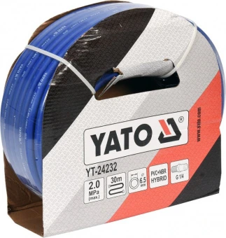 YATO Шланг пневматичний гібридний (ПВХ+БНК) YATO: Ø6.5 мм x 30м, Ø=1/4", тиск ≤ 2 MPa, різьбов. з'єд