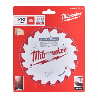 MILWAUKEE Диск пиляльний PFTE THIN KERF , Ø140х20х1,6мм, 18 зуб. | 4932471310