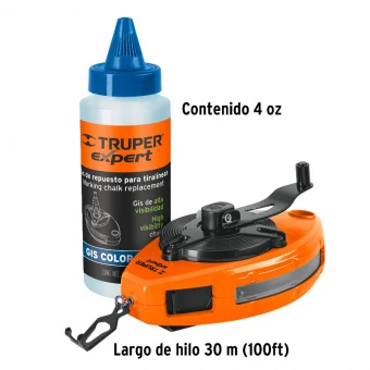 TRUPER TL-100X Шнур розмічувальний швидкозмотуваний, алюмінієвий кейс, 30м, з фарбою 113г