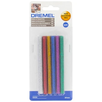 Кольорові клейові стрижні з блискітками Dremel (7х100 мм, 12 шт.) (2615GG04JA)